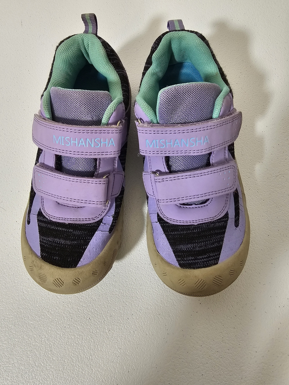 MISHANSHA Kids Hook & Loop Mesh Low Top Sneakers Purple/Black/Green EU33